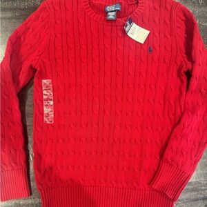 NEW with tags Polo Ralph Lauren Red Cable Knit Sweater Boys 14/16